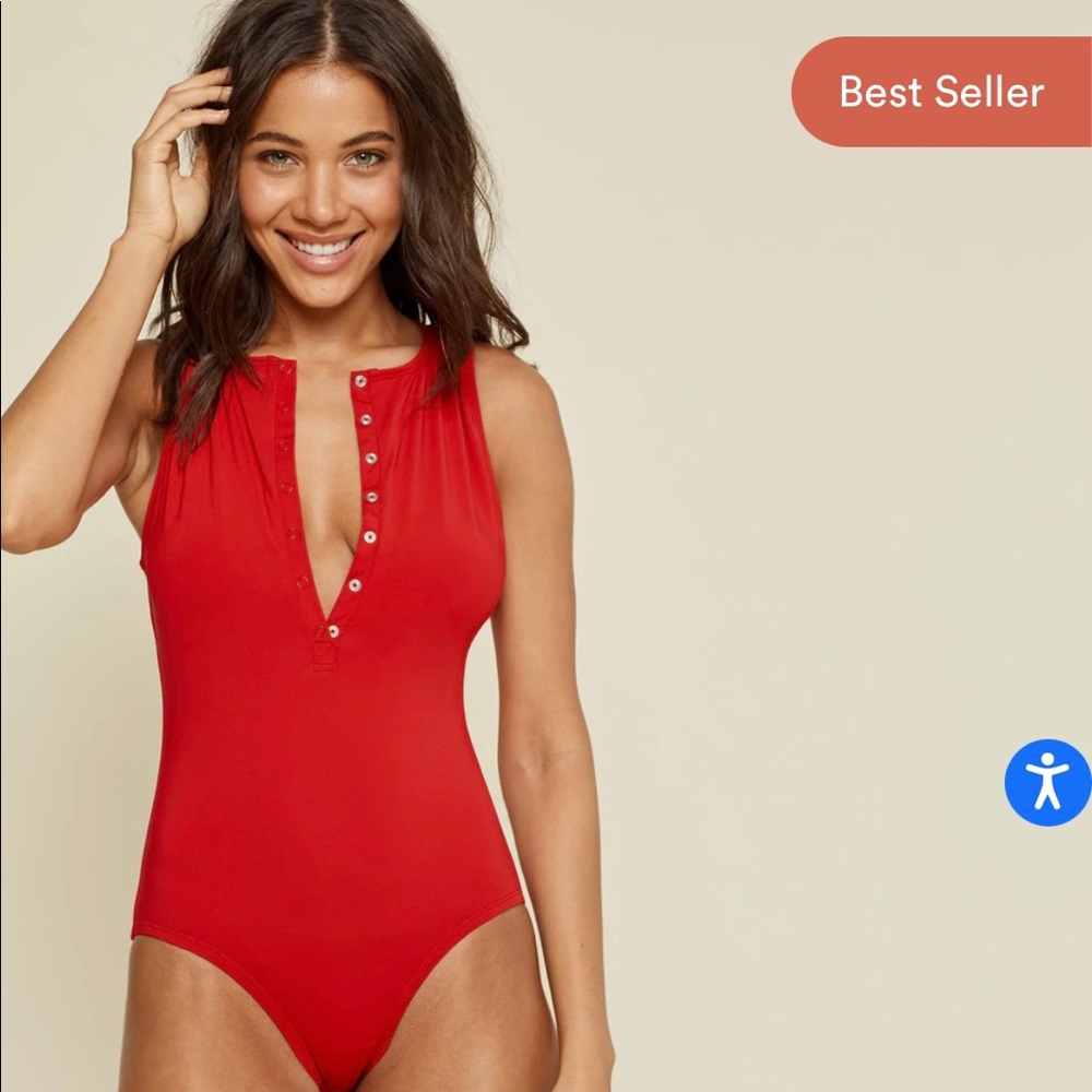 Andie swim Malibu flat one piece in Cherry red